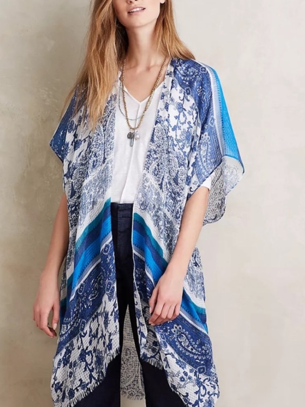 Anthropologie blue white kimono ( or cover up)